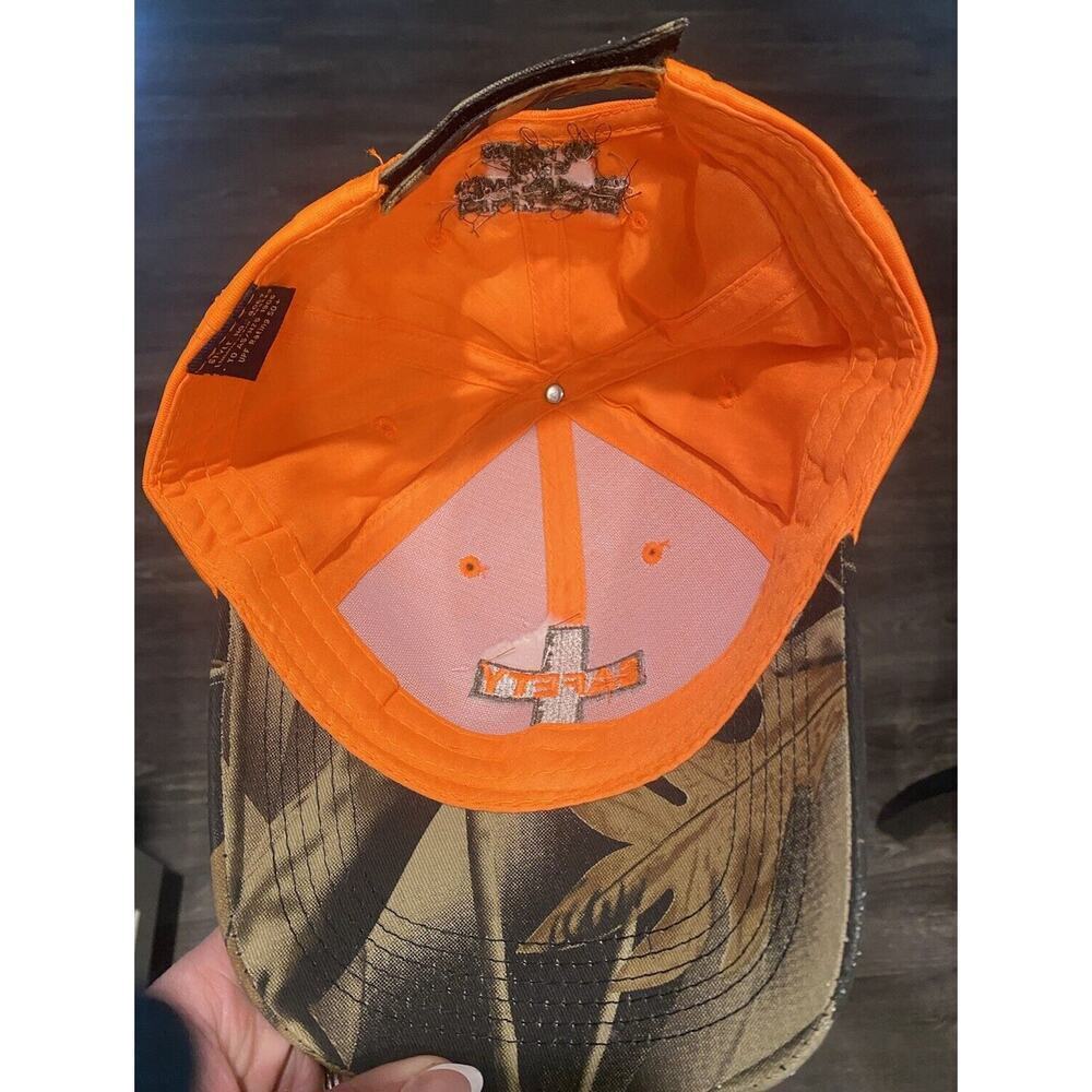 Orange And Camo Safety Cross Baseball Cap Nucor Steel Adjustable - Picture 3 of 6